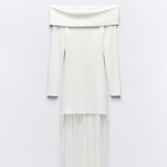NWT Zara Off the Shoulder Fringe Dress - Picture 5 of 7